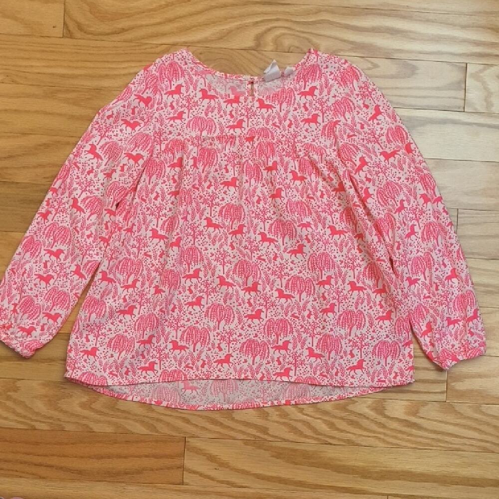 GAP + Sarah Jessica Parker Bold Pink & White Blouse, Girls Size L (EUC)